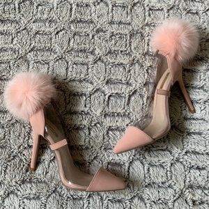 Light pink pompom heels